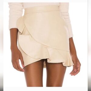 MAJORELLE Poseidon Cream Mini Skirt Vegan Leather Lined NWOT